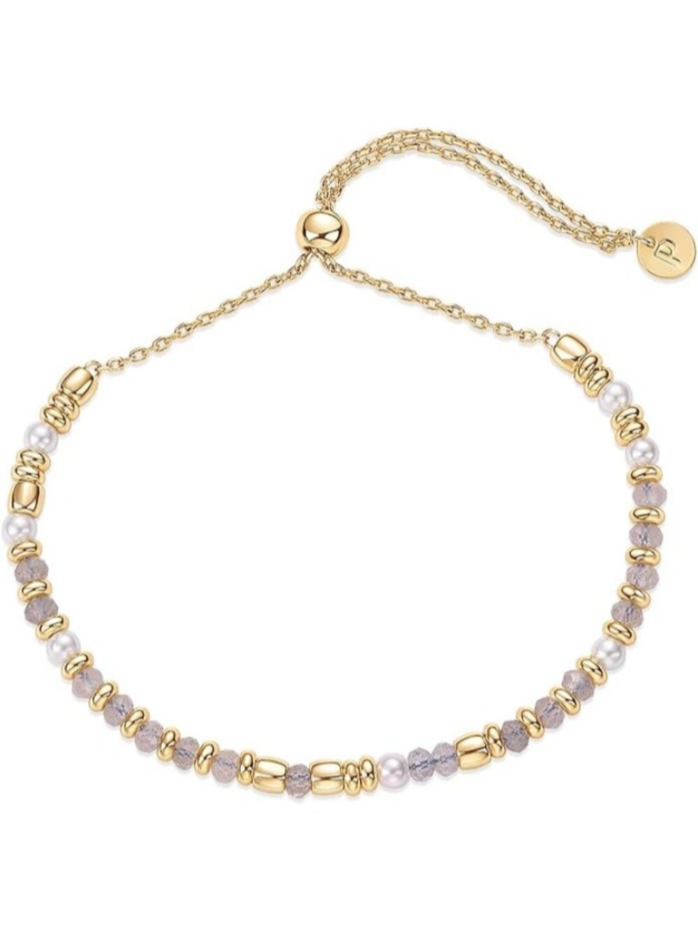 Labradorite 14K Yellow Gold Plated Gemstone Beaded Bracelets for Women